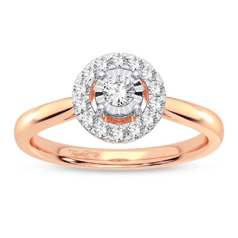 Personalized engraved engagement rings for women -14K 0.25CT Diamond Ring