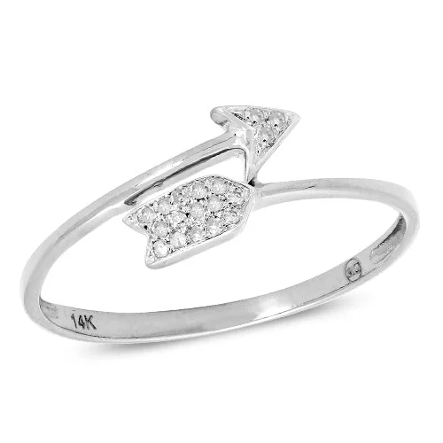 Gold engagement rings for women -14KW 0.10CTW DIAMOND ARROW RING