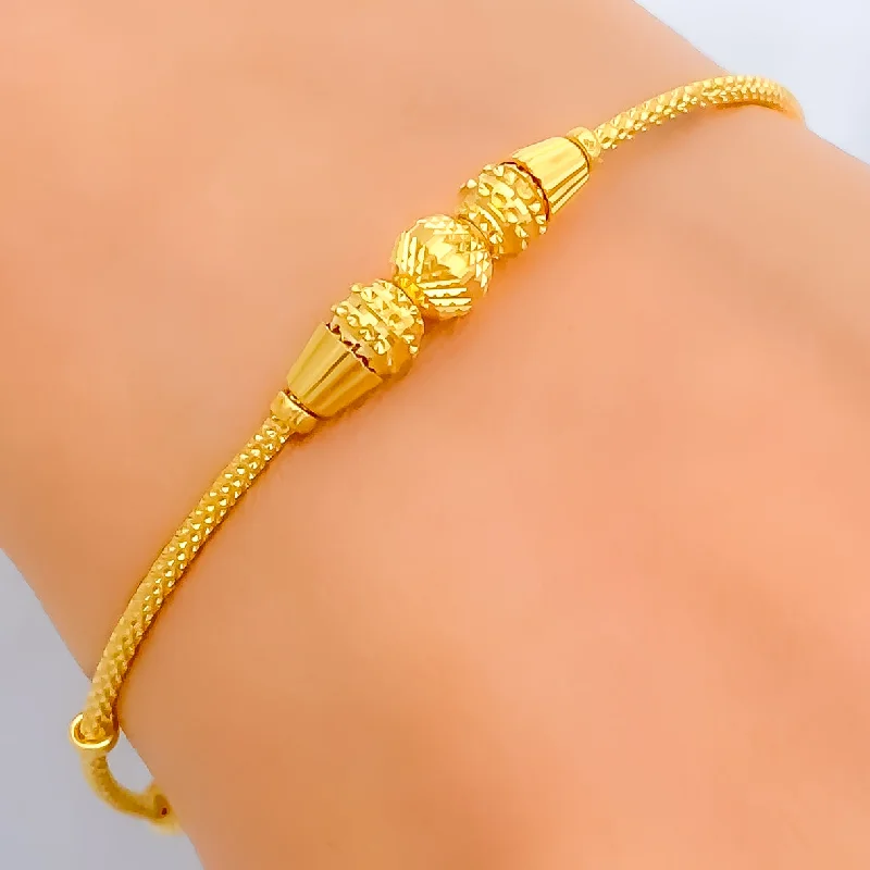 Friendship bangles for women -Dainty Elevated 22k Gold Bangle Bracelet