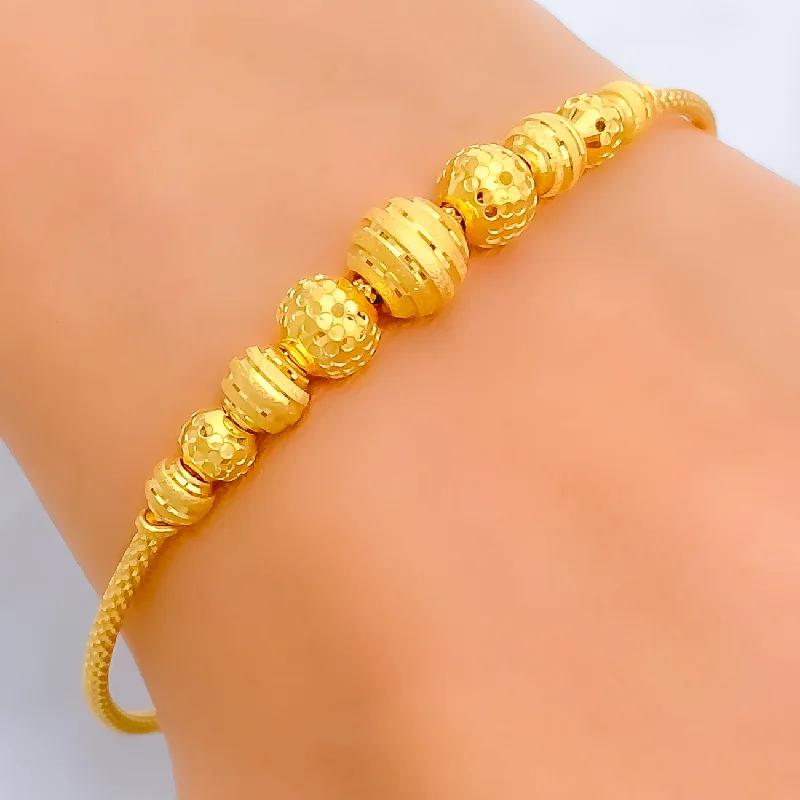 Beaded bangles for women -Charming Dressy 22k Gold Bangle Bracelet