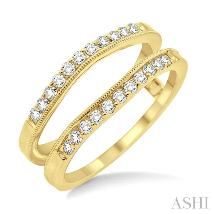 Engagement rings with floral design for women -1/3 Ctw Round Cut Diamond Insert Ring in 14K Yellow Gold