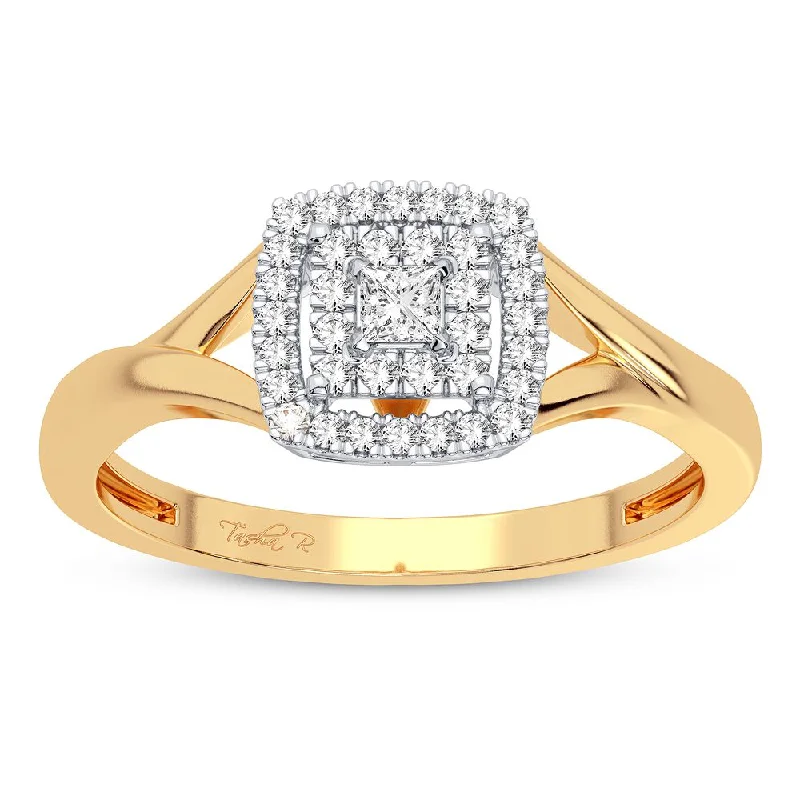 Engagement rings with floral design for women -10K 0.10CT Diamond Ring