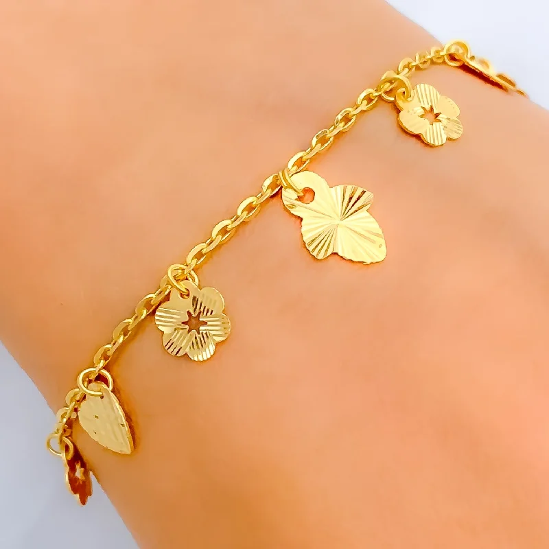 Vintage bracelets for women -Delicate Attractive 22K Gold Charm Bracelet