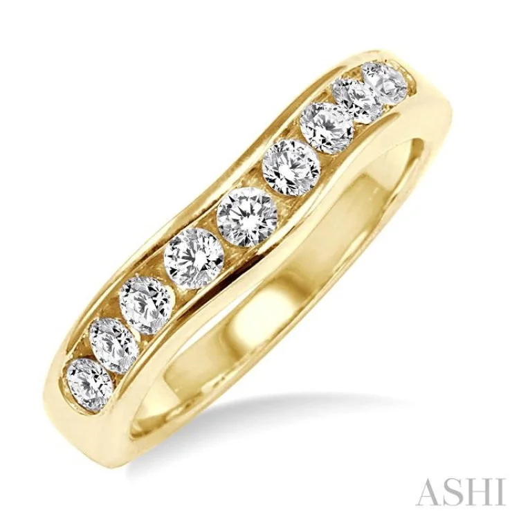 Cushion cut engagement rings for women -1/2 ctw Round Cut Diamond Matching Wedding Band in 14K Yellow Gold