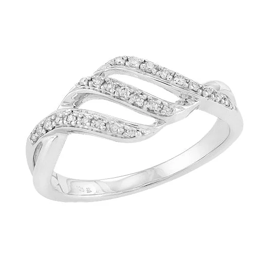 Luxury engagement rings for women -Sterling Silver 0.10CTW DIAMOND FANCY RING