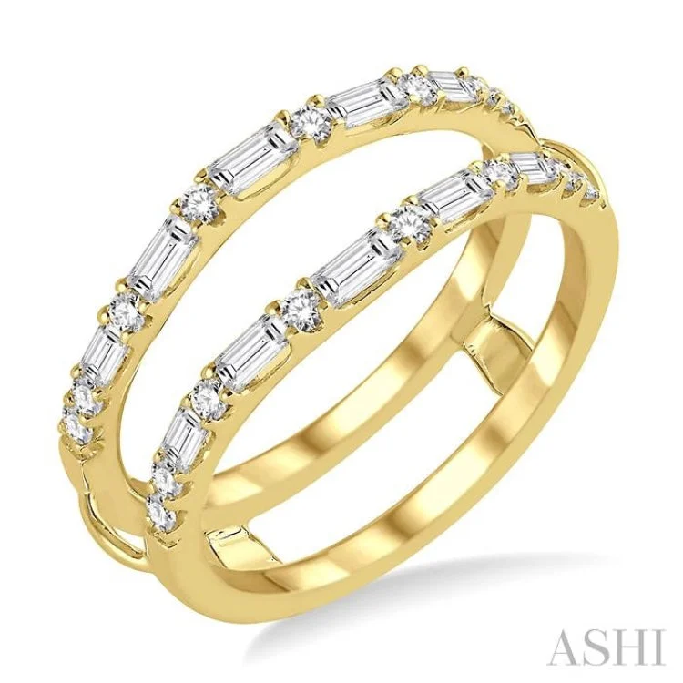 Custom-designed engagement rings for women -1/2 Ctw Baguette and Round Cut Diamond Insert Ring in 14K Yellow Gold