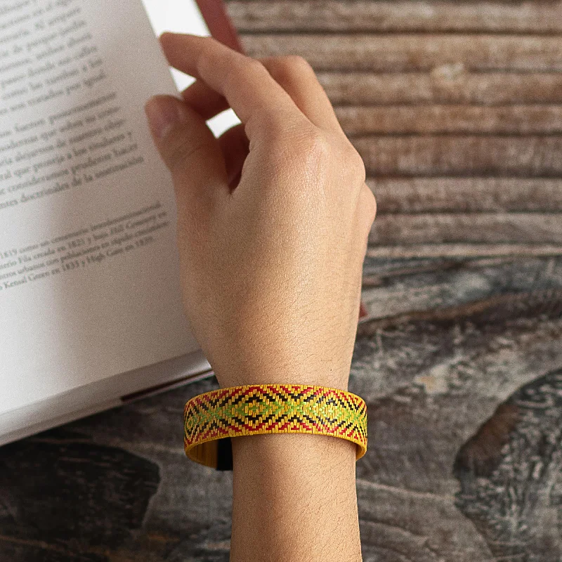 Multi-strand bracelets for women -Caribbean Sun Multicolored Natural Fiber Cuff Bracelet