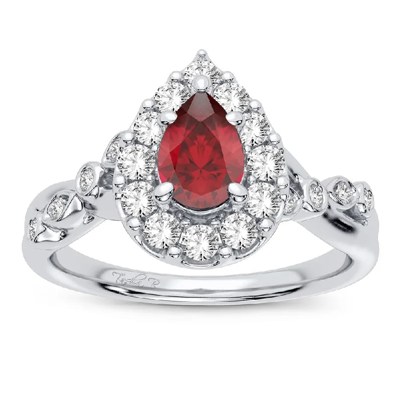 Unique gemstone engagement rings for women -14K 0.28CT Diamond Ring Ruby