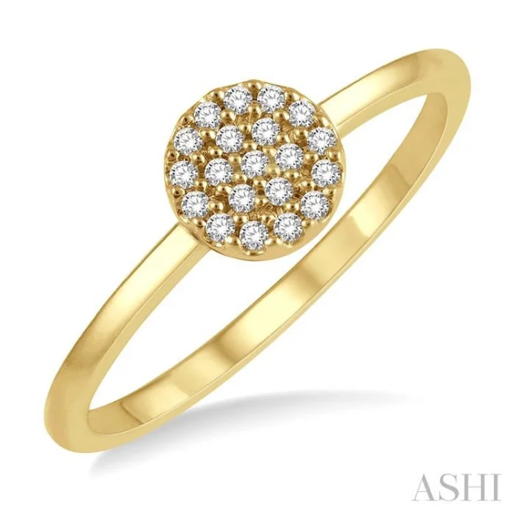 Custom engagement rings for women -1/10 Ctw Disc Shape Center Round Cut Diamond Petite Fashion Ring in 14K Yellow Gold