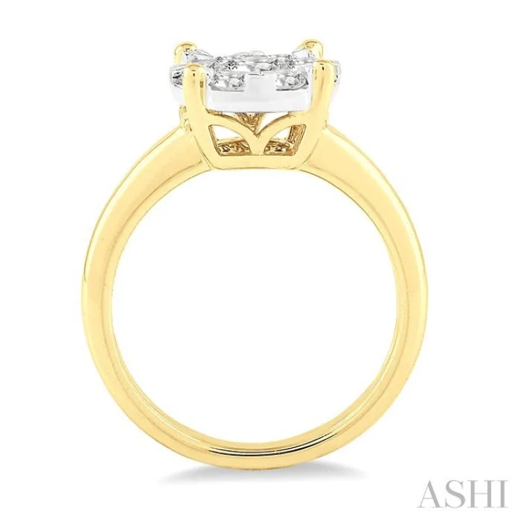 Two-tone engagement rings for women -1 Ctw Lovebright Round Cut Diamond Ring in 14K Yellow and White Gold