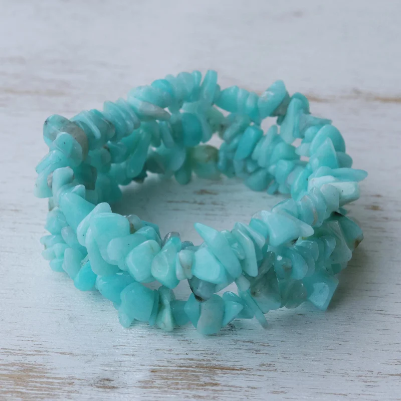 Trendy bracelets for women -Wonders Handcrafted Beaded Amazonite Bracelets (Set of 3)