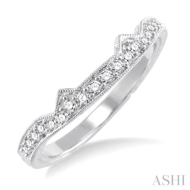 Three-stone engagement rings for women -1/5 ctw Diamond Matching Wedding Band in 14K White Gold