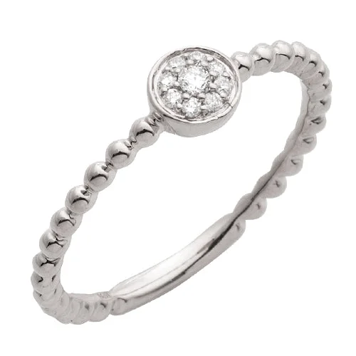 Classic engagement rings for women -14KW 0.10CTW DIAMOND ROUND DISC RING - BEADED