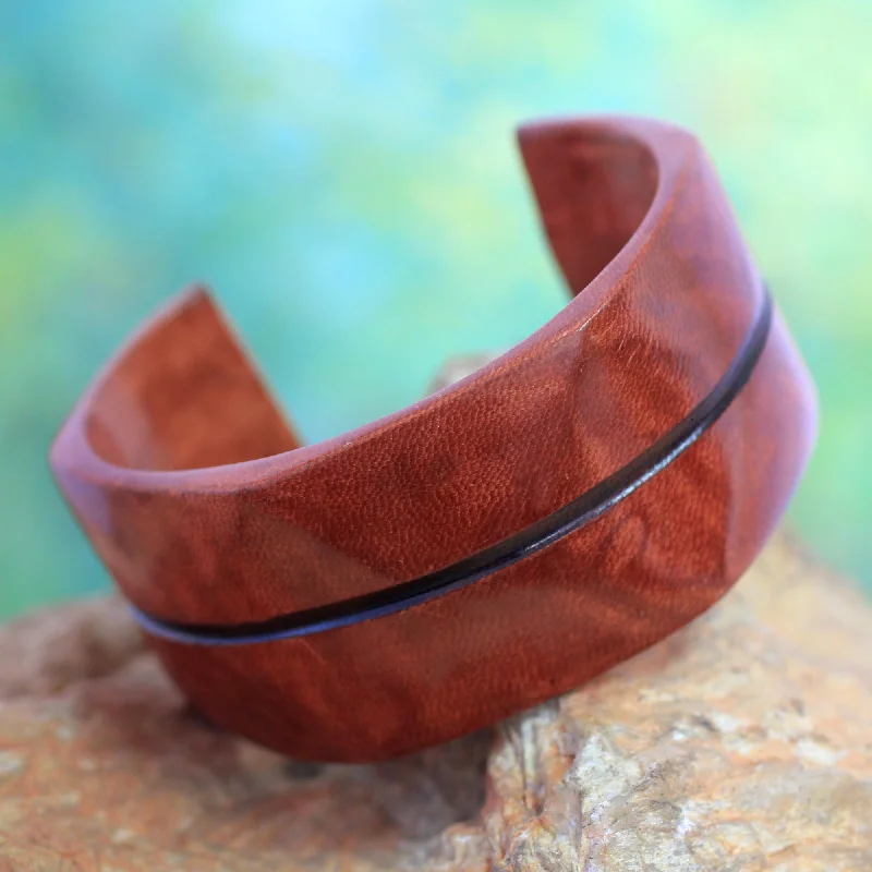 Faux leather bracelets for women -Wend Konta in Cinnamon Leather cuff bracelet