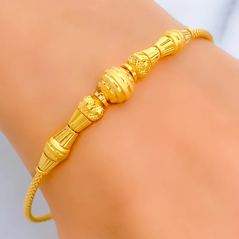 Crystal bangles for women -Jazzy Engraved 22k Gold Bangle Bracelet