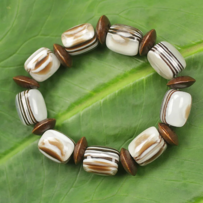 Designer bracelets for women -Elikplim African Fair Trade Jewelry Recycled and Wood Bracelet