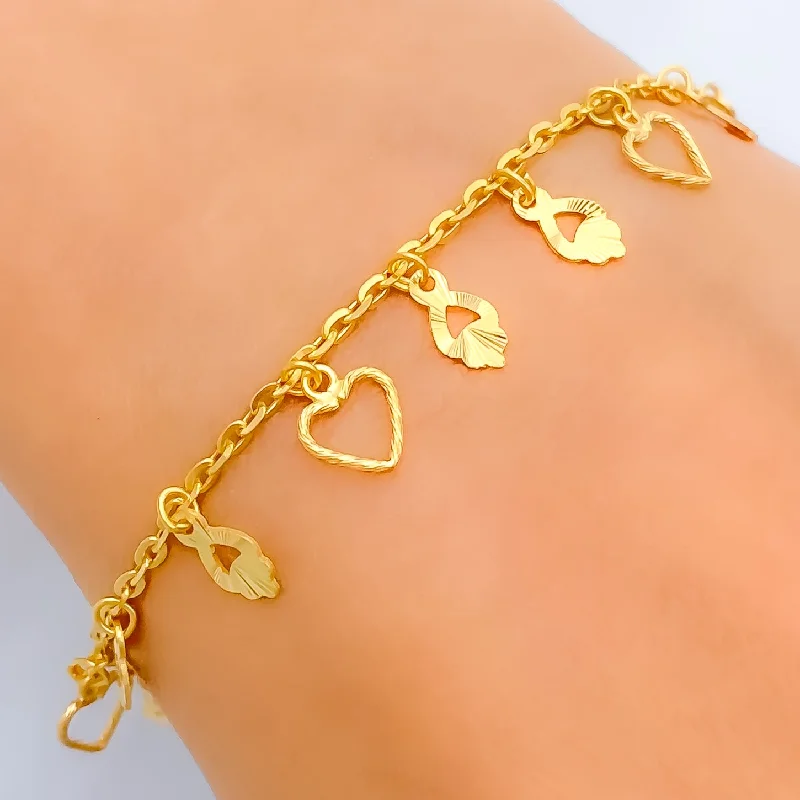 Wedding bracelets for women -Everyday Sleek 22K Gold Charm Bracelet