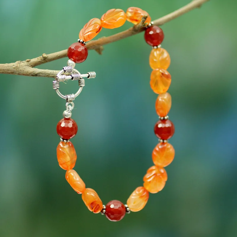 Handcrafted bracelets for women -Sunset Forest Carnelian beaded bracelet