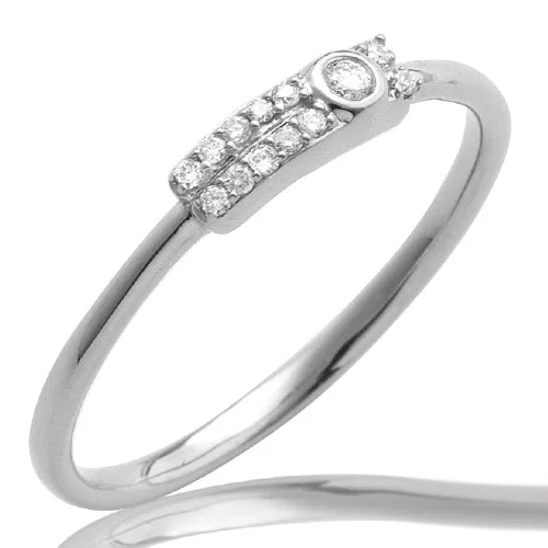 Unique vintage-style engagement rings for women -14KW 0.07CTW DIAMOND 2-ROW RING