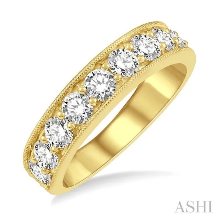 Engagement rings with unique settings for women -1 1/2 ctw Round Cut Diamond Wedding Band in 14K Yellow Gold