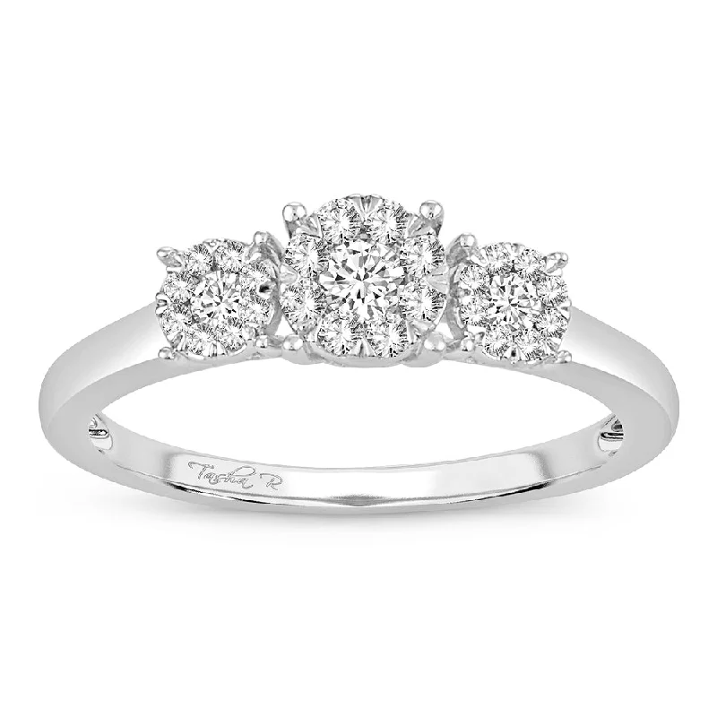 Engagement rings with filigree design for women -14K 0.33CT PR/CT Diamond RING.