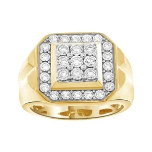 Engagement rings with colorful stones for women -MEN'S RING 1/2 CT ROUND DIAMOND 10K YELLOW GOLD