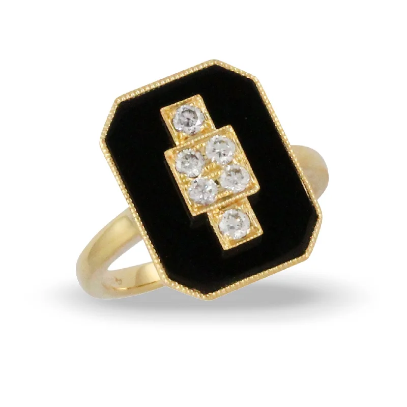 White gold engagement rings for women -Doves Gatsby Collection 18K Yellow Gold Diamond Ring