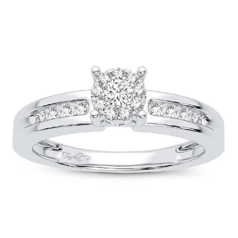 Two-tone engagement rings for women -14K 0.25CT Diamond Ring