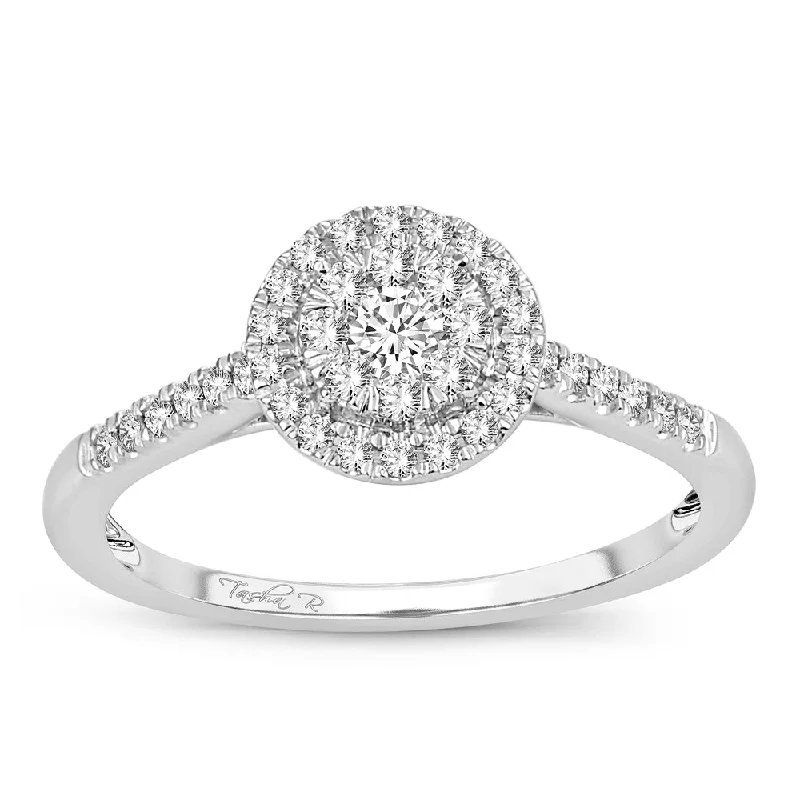 Engagement rings with pave setting for women -14K 0.33CT Diamond ring