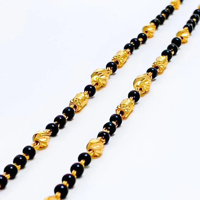 Luxury bracelets for women -Posh 22k Gold Black Bead Baby Bracelet Pair