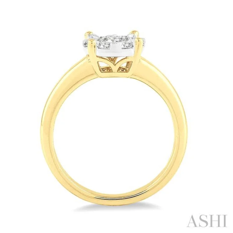 Luxury engagement rings for women -1/4 Ctw Lovebright Round Cut Diamond Ring in 14K Yellow and White Gold