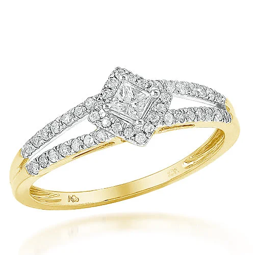 Two-tone engagement rings for women -10KY 0.35CTW DIAMOND PROMISE RING