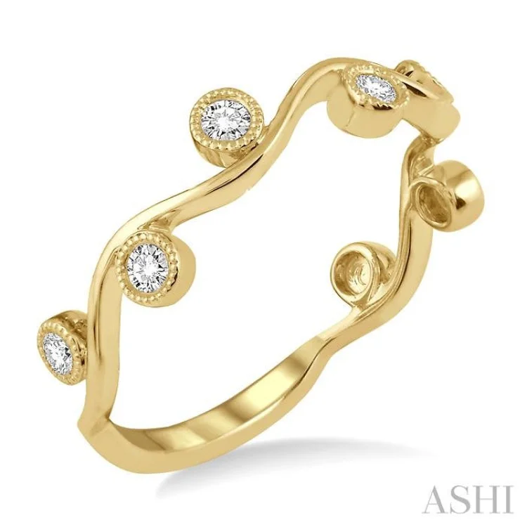 Simple gold engagement rings for women -1/8 ctw Round Cut Diamond Stackable Band in 14K Yellow Gold