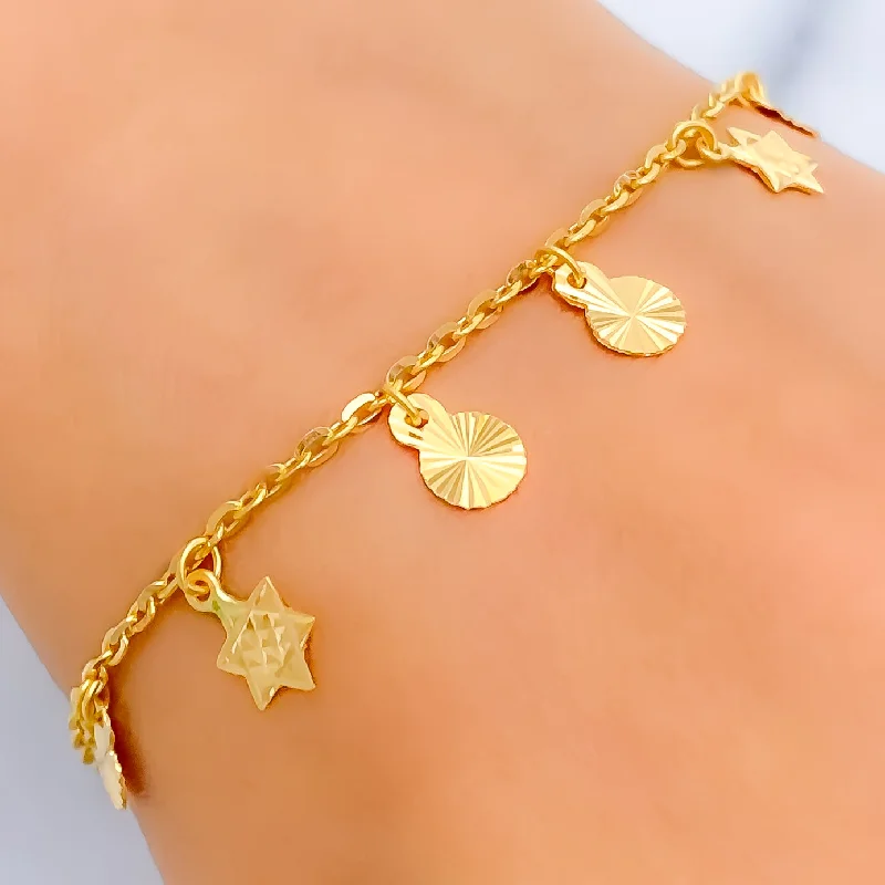 Boho bracelets for women -Plush Charming 22K Gold Charm Bracelet