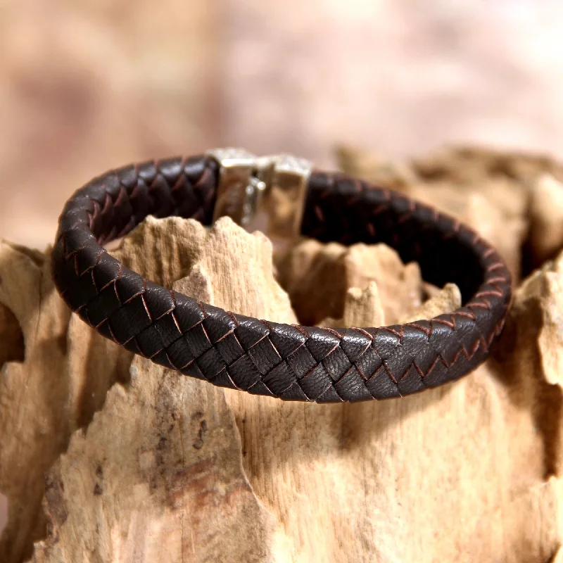 Zodiac bracelets for women -Masculine Leather Men's Cuff Bracelet