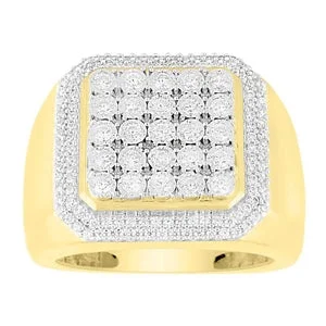 Engagement rings with sparkling diamonds for women -MEN'S RING 1 CT ROUND DIAMOND 10K YELLOW GOLD