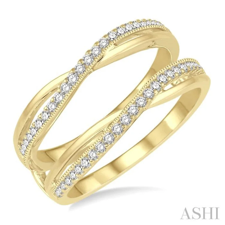 Engagement rings with milgrain details for women -1/4 ctw Round Diamond Insert Ring in 14K Yellow Gold