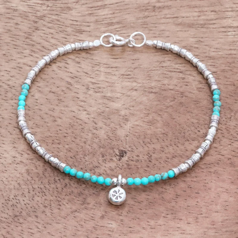 Beaded charm bracelets for women -Karen Glee Karen Reconstituted Turquoise Beaded Bracelet from Thailand