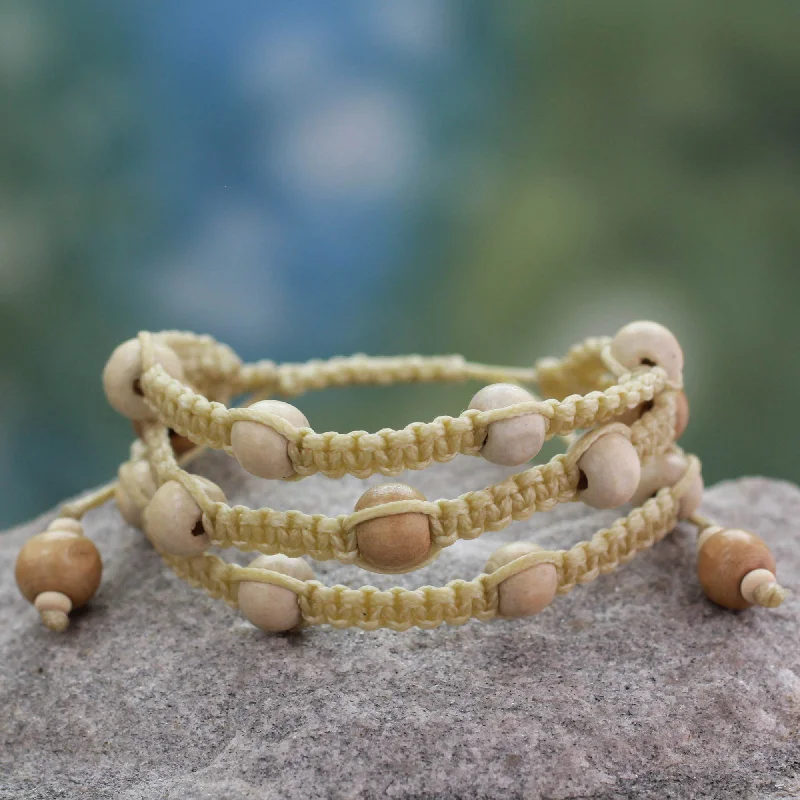 Thick bracelets for women -Peaceful Spirit Fair Trade Macrame Wood Bead Shambhala-style Bracelet