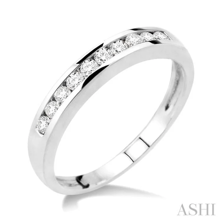 Engagement rings with lab-created diamonds for women -1/4 ctw Channel Set Round Cut Diamond Band in 14K White Gold