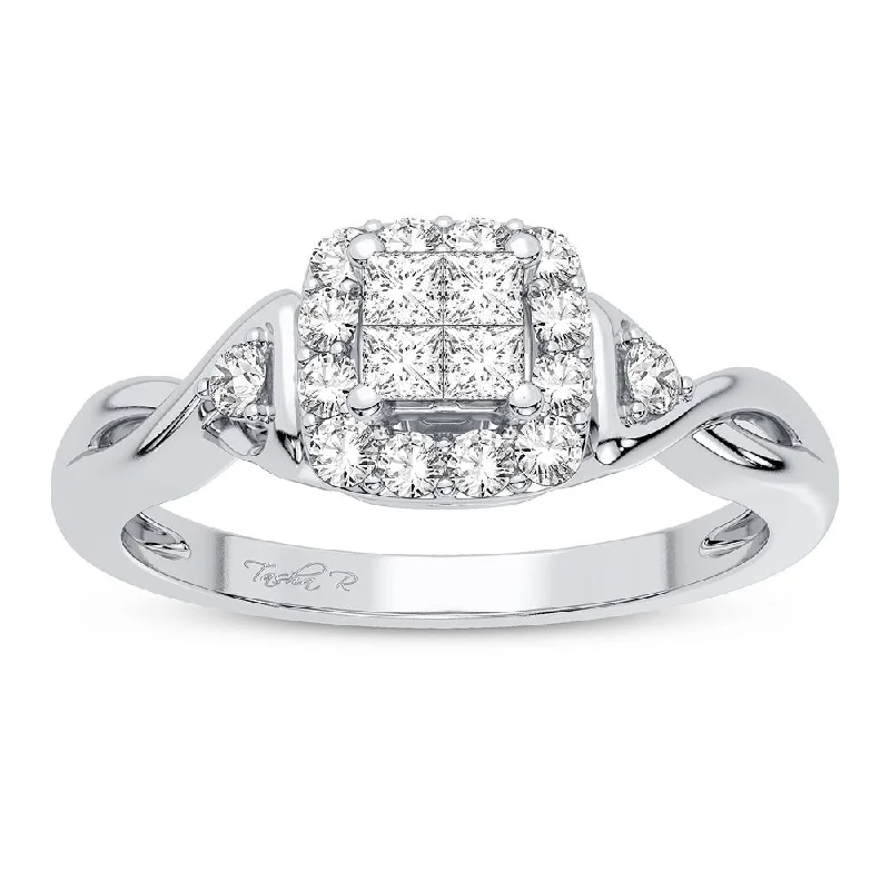 Engagement rings with modern sophistication for women -10K 0.33CT Diamond Ring