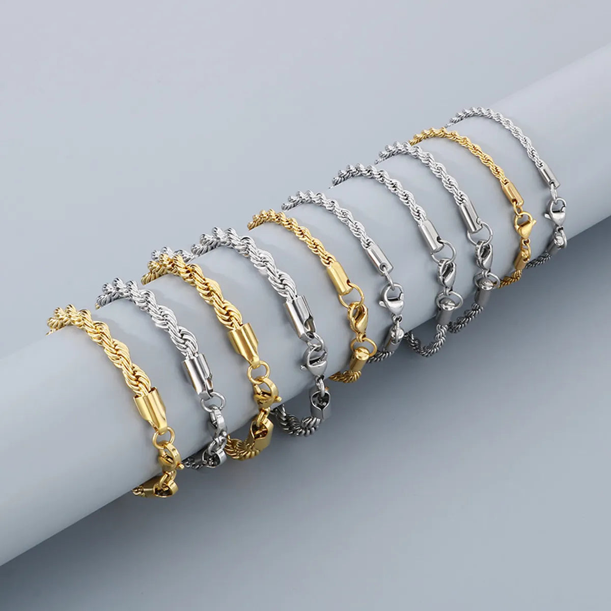 Classic bracelets for women -Simple Style Twist 304 Stainless Steel 18K Gold Plated Bracelets In Bulk