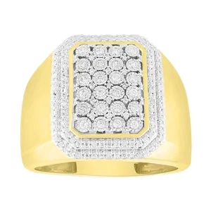 Engagement rings with milgrain details for women -MEN'S RING 1/2 CT ROUND DIAMOND 10K YELLOW GOLD