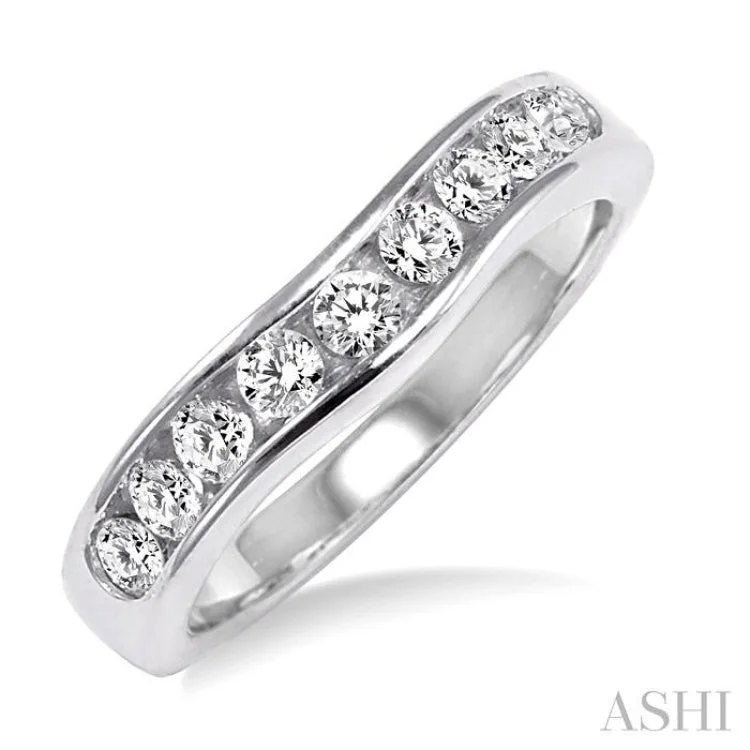 Personalized engraved engagement rings for women -1/2 ctw Round Diamond Matching Wedding Band in 14K White Gold