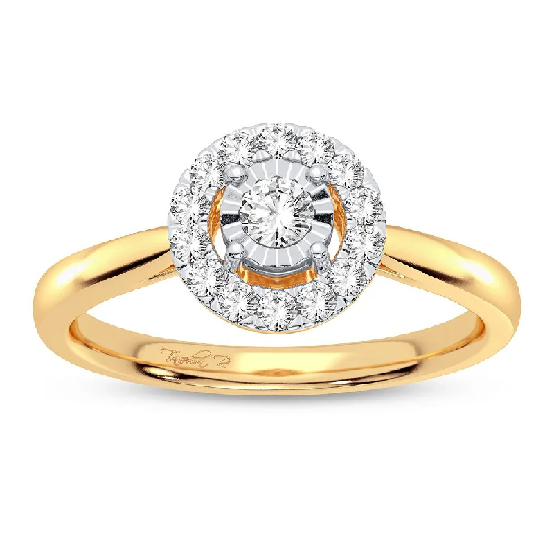 Engagement rings with engraving for women -14K 0.25CT Diamond Ring