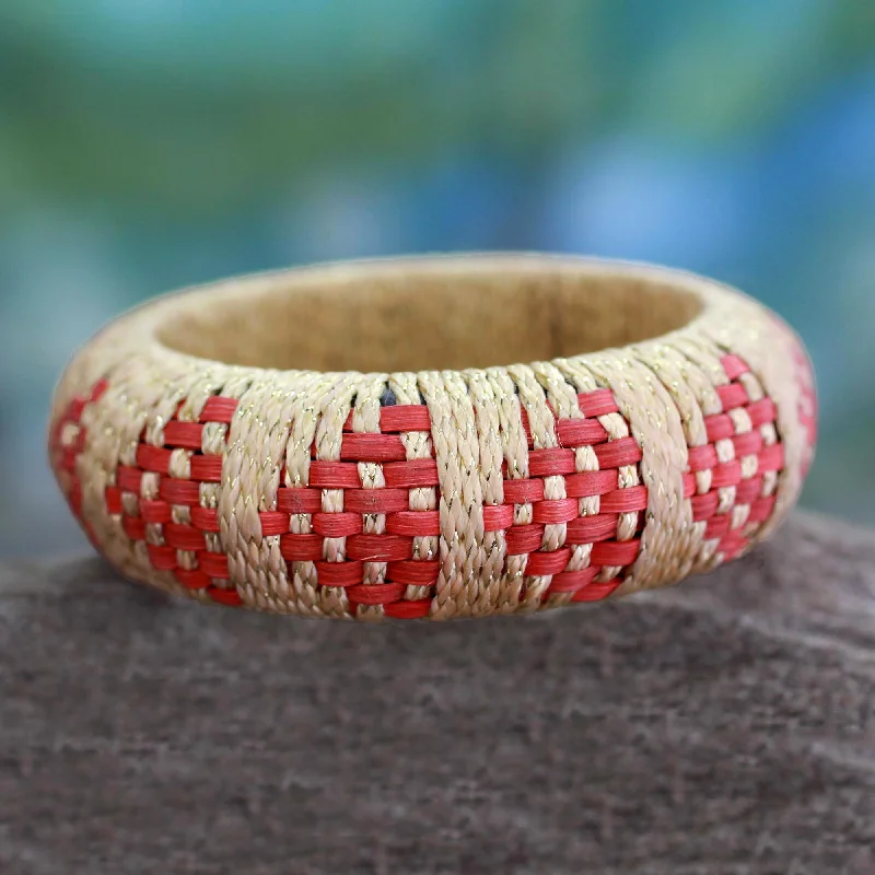 Artistic bangles for women -Ginger Arrows Handmade Rattan Bangle Bracelet