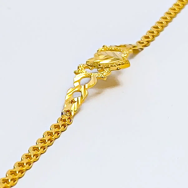 Bangles for women -Intricate Heart 22k Gold Baby Bracelet