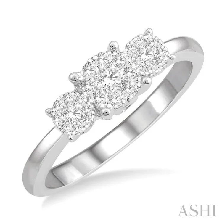 Unique engagement rings for women -1/3 Ctw Lovebright Round Cut Diamond Ring in 14K White Gold