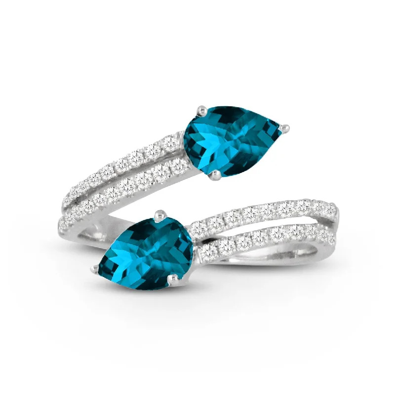 Engagement rings with heart-shaped diamonds for women -Doves London Blue Collection 18K White Gold Diamond Ring