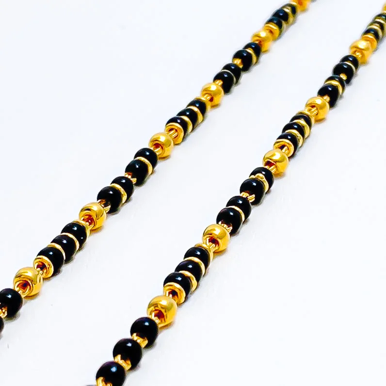 Stackable bracelets for women -Tasteful Lovely 22k Gold Black Bead Baby Bracelets